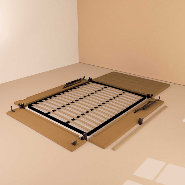 Letto contenitore king size in ecopelle marrone chiaro Baldiflex Dublino struttura