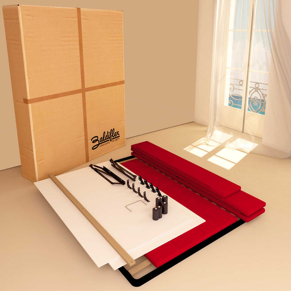 Letto contenitore king size in ecopelle rosso Baldiflex Dublino scatola