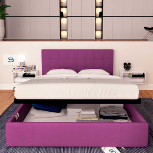 Letto contenitore king size in tessuto fucsia Baldiflex Dublino fronte