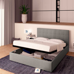 Letto contenitore king size in tessuto grigio Baldiflex Dublino
