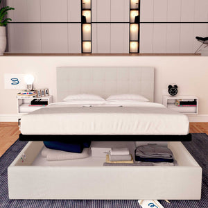 Letto contenitore king size in tessuto grigio chiaro Baldiflex Dublino fronte