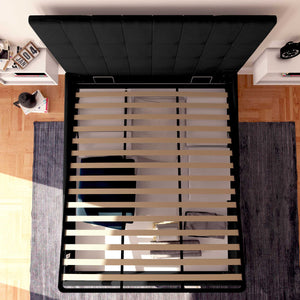 Letto contenitore king size in tessuto nero Baldiflex Dublino alto