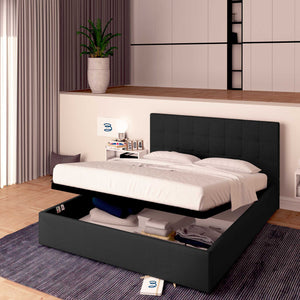 Letto contenitore king size in tessuto nero Baldiflex Dublino