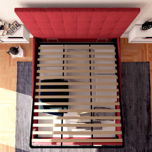 Letto contenitore king size in tessuto rosso Baldiflex Dublino alto