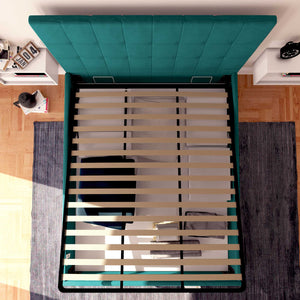 Letto contenitore king size in tessuto turchese Baldiflex Dublino alto