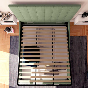 Letto contenitore king size in tessuto verde menta Baldiflex Dublino alto