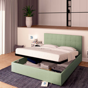 Letto contenitore king size in tessuto verde menta Baldiflex Dublino