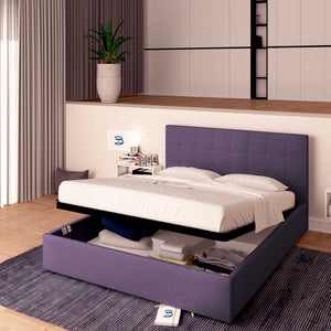 Letto contenitore king size in tessuto viola Baldiflex Dublino