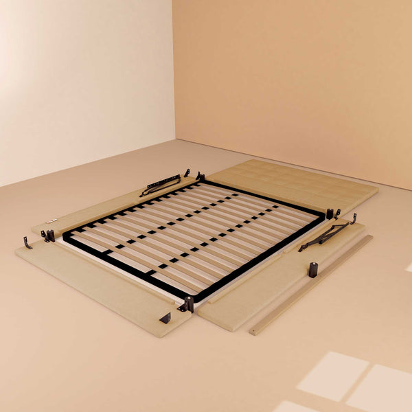 Letto contenitore matrimoniale in ecopelle beige Baldiflex Dublino struttura