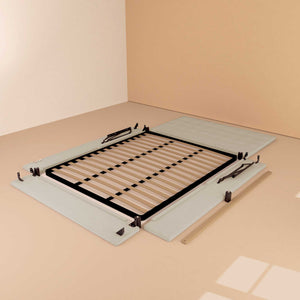 Letto contenitore matrimoniale in ecopelle beige chiaro Baldiflex Dublino struttura