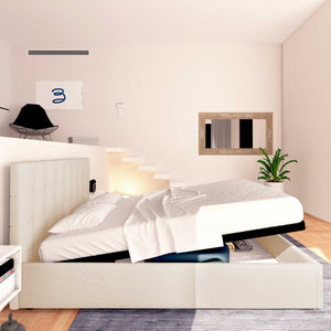 Letto contenitore matrimoniale in ecopelle bianco Baldiflex Dublino laterale