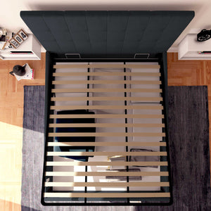 Letto contenitore matrimoniale in ecopelle grigio scuro Baldiflex Dublino alto