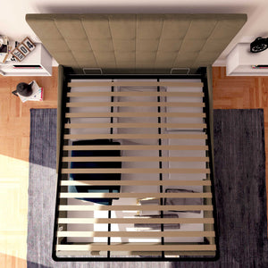 Letto contenitore matrimoniale in ecopelle grigio talpa Baldiflex Dublino alto