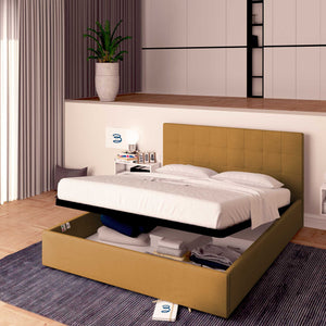 Letto contenitore matrimoniale in ecopelle nocciola Baldiflex Dublino