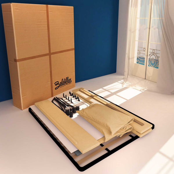 Letto contenitore matrimoniale in ecopelle sfoderabile beige Baldiflex Licia Soft cartone