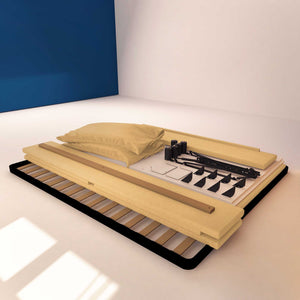 Letto contenitore matrimoniale in ecopelle sfoderabile beige Baldiflex Licia Soft struttura