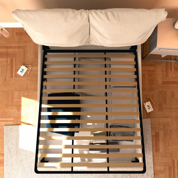 Letto contenitore matrimoniale in ecopelle sfoderabile bianco Baldiflex Licia Soft dall'alto