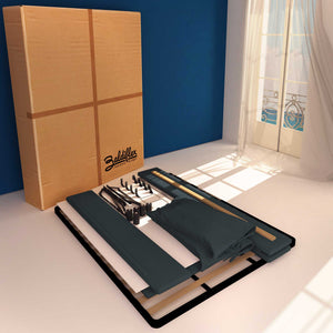 Letto contenitore matrimoniale in ecopelle sfoderabile blu notte Baldiflex Licia Soft cartone