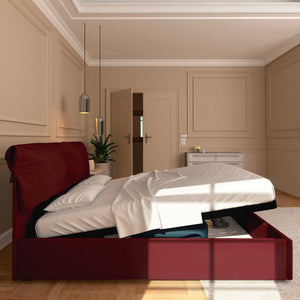 Letto contenitore matrimoniale in ecopelle sfoderabile bordeaux Baldiflex Licia Soft laterale