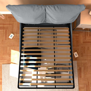 Letto contenitore matrimoniale in ecopelle sfoderabile grigio chiaro Baldiflex Licia Soft dall'alto