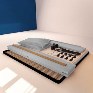 Letto contenitore matrimoniale in ecopelle sfoderabile grigio chiaro Baldiflex Licia Soft struttura