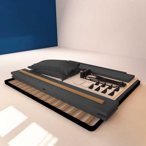 Letto contenitore matrimoniale in ecopelle sfoderabile grigio scuro Baldiflex Licia Soft struttura