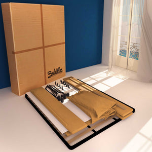 Letto contenitore matrimoniale in ecopelle sfoderabile marrone chiaro Baldiflex Licia Soft cartone