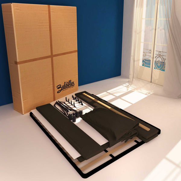 Letto contenitore matrimoniale in ecopelle sfoderabile marrone scuro Baldiflex Licia Soft cartone