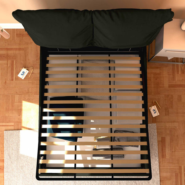 Letto contenitore matrimoniale in ecopelle sfoderabile nero Baldiflex Licia Soft dall'alto