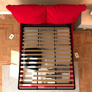 Letto contenitore matrimoniale in ecopelle sfoderabile rosso Baldiflex Licia Soft dall'alto
