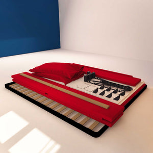 Letto contenitore matrimoniale in ecopelle sfoderabile rosso Baldiflex Licia Soft struttura