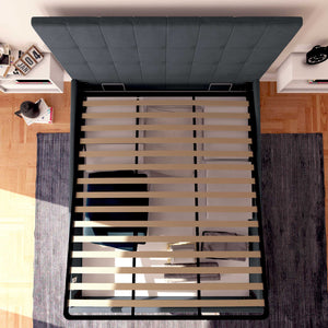 Letto contenitore matrimoniale in tessuto grigio antracite Baldiflex Dublino alto