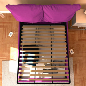 Letto contenitore matrimoniale in tessuto sfoderabile fucsia Licia Soft Baldiflex dall'alto