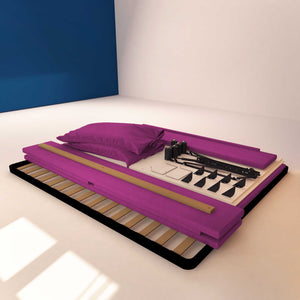 Letto contenitore matrimoniale in tessuto sfoderabile fucsia Licia Soft Baldiflex struttura