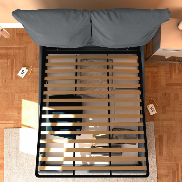 Letto contenitore matrimoniale in tessuto sfoderabile grigio antracite Licia Soft Baldiflex dall'alto