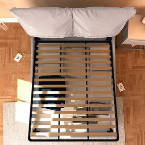 Letto contenitore matrimoniale in tessuto sfoderabile grigio chiaro Licia Soft Baldiflex dall'alto