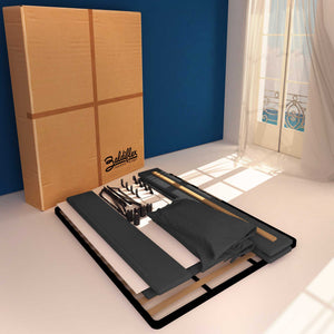 Letto contenitore matrimoniale in tessuto sfoderabile grigio grafite Licia Soft Baldiflex cartone