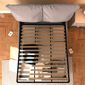 Letto contenitore matrimoniale in tessuto sfoderabile grigio Licia Soft Baldiflex dall'alto