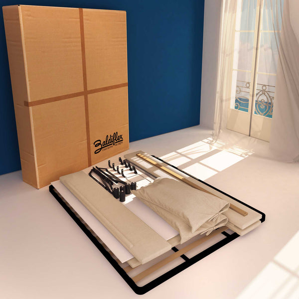 Letto contenitore matrimoniale in tessuto sfoderabile grigio talpa Licia Soft Baldiflex cartone