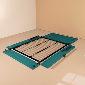 Letto contenitore matrimoniale in tessuto turchese Baldiflex Dublino struttura