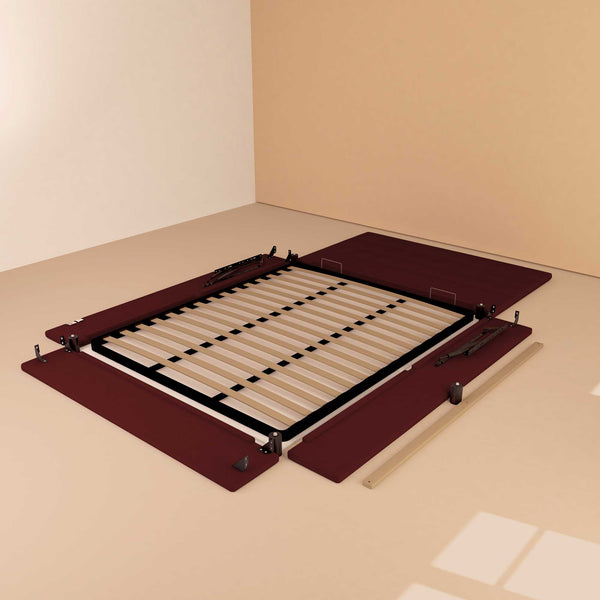 Letto contenitore una piazza e mezza in ecopelle bordeaux Baldiflex Dublino struttura