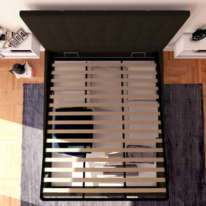 Letto contenitore una piazza e mezza in ecopelle marrone scuro Baldiflex Dublino alto