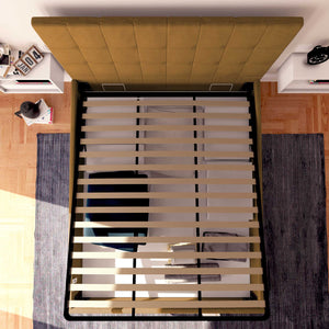 Letto contenitore una piazza e mezza in ecopelle nocciola Baldiflex Dublino alto