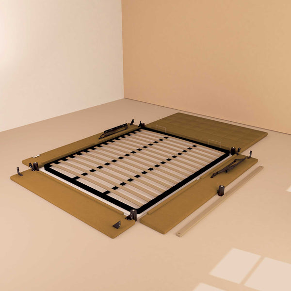 Letto contenitore una piazza e mezza in ecopelle nocciola Baldiflex Dublino struttura