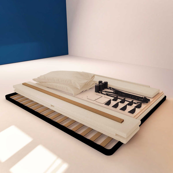 Letto contenitore piazza e mezza in ecopelle sfoderabile bianco Baldiflex Licia Soft struttura