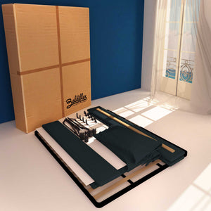 Letto contenitore piazza e mezza in ecopelle sfoderabile blu notte Baldiflex Licia Soft cartone