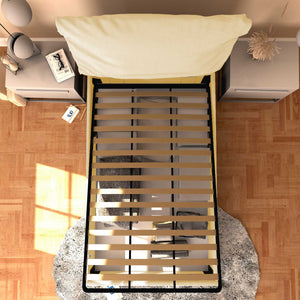 Letto contenitore piazza e mezza in ecopelle sfoderabile crema Baldiflex Licia Soft dall'alto