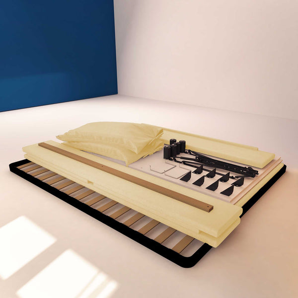 Letto contenitore piazza e mezza in ecopelle sfoderabile crema Baldiflex Licia Soft struttura