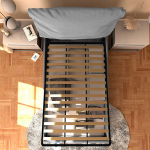 Letto contenitore piazza e mezza in ecopelle sfoderabile grigio chiaro Baldiflex Licia Soft dall'alto