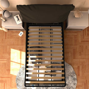 Letto contenitore piazza e mezza in ecopelle sfoderabile marrone scuro Baldiflex Licia Soft dall'alto